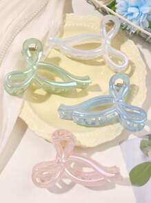 4 件套女孩甜美电镀彩色果冻糖果色丝带蝴蝶结发夹，适合海滩和户外，春夏发夹爪夹发夹发夹发夹发夹，休闲秋冬发饰女士度假装