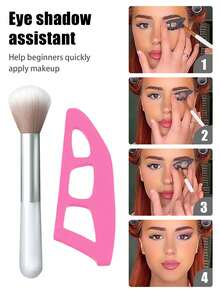 2pcs/1set Eye Makeup Auxiliary Tools, Eyeshadow Stamp Template, Eyeshadow Brush And Makeup Brush, 1pc Eyeshadow Brush, Eye Makeup Tools, Beauty Tools, Beginner Eye Makeup Assistant, Eye Makeup Beauty Tools, Suitable For Beginners - Pink - View 4