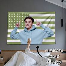 1pc Customizable Personalized Tapestry With Photos And Text, For Birthday, Wedding, Halloween, Christmas, Party, Father's/Mother's Day, Home Decor, Bedroom Aesthetics,Decoration And Hanging Fabrics For Student Dormitories During The Start Of The School Year, - 彩色 - 查看 6