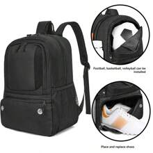 Football Backpack With Ball Holder And Shoe Compartment, Sports Gear Bag Suitable For Basketball, Volleyball