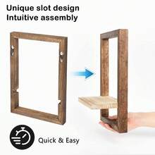 4 Pcs Vintage Wooden Wall Shelf, Floating Shelves For Wall, Rustic Floating ShelvesWood Wall Shelves, Square Display For Photos, Candles, Flowers, Albums & PottedPlants -Ldeal For Living Room & Office Decor - 棕色 - 查看 4