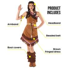 Morph Costumes Fun Shack Women's Indigenous American Fancy Dress Costume - Perfect For Halloween, World Book Day, Or Character Celebrations