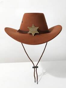 1 件男女通用可拆卸徽章西部牛仔帽，宽边巴拿马帽，适合西部主题活动、派对、订婚、角色扮演、毕业典礼、化妆舞会、节日、婚礼、生日、音乐节和休闲装 - 禮帽 - 查看 2