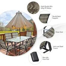 6PCS Garden Rattan Chairs Stackable PE Wicker Patio Bistro Dining Chairs With Armrests Outdoor Steel Frame High Back Deck Chair For Lawn Backyard And Poolside - MixGrey - View 5