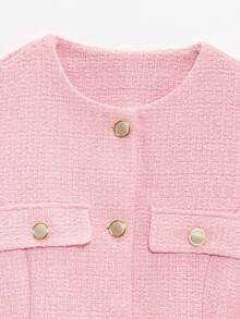 Women's Sleeveless Solid Color Gold Buckle Waistcoat Top, Spring And Autumn