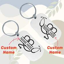 Laser Engraved Custom Name Nurse Doctor Keychain Stainless Steel Personalized Stethoscope Key Ring Birthday Graduation Gifts - Multicolor - View 4