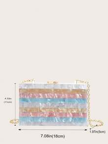 Minimalist Acrylic Patchwork Striped Pouch, Practical & Multi-Functional - 彩色 - 查看 8