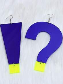 1 Pair Stylish Acrylic Neon Color Oversize Question Mark & Exclamation Point Pendant Earrings, Suitable For Women Party Wear