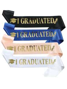 Graduation Shoulder Strap Sash - Honorary Ceremony Belt For Preschool & Kindergarten Grads, Polyester Etiquette Belt With Colorful Lettering & Cap Design, Graduation Decorations