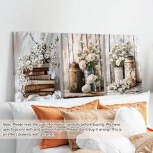 3 件/套无框帆布墙面艺术画花卉和书籍适用于家庭、客厅、咖啡店、办公室、墙面装饰艺术、豪华壁挂、海报、墙面艺术、房间装饰用品、现代、植物 - 彩色 - 查看 4