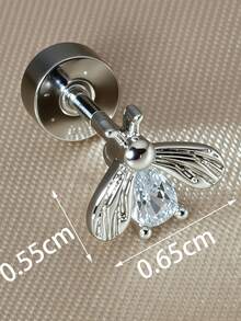 1pc Stainless Steel Crystal CZ Star Stud Earrings, Unisex, Suitable For Ear Cartilage, Helix, Tragus, Lobe, Inner Conch Piercing Jewelry - A Round Earring - View 20