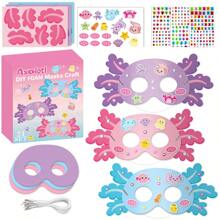 24Pcs DIY Axolotl EVA Sticker Mask Craft Gift Box Set Pink Purple Blue Cartoon Foam Axolotl Sticker Heart Round Or Square Shape Diamond Decal Party Favor Handmade Decoration For Birthday Anniversary Graduation Theme Party Back To School Children's Day Family Time Friends Gathering Celebration Activity