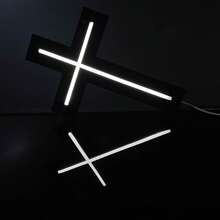 USB 供电 LED 霓虹灯十字架标志，基督教信仰壁挂式遥控器，适用于卧室、客厅、宗教家居装饰和精神礼物