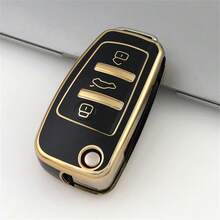 适用于奥迪 A1 A3 A4 A5 A6 A7 S3 S7 S8 R8 Q2 Q3 Q5 Q7 Q8 C5 C6 TT RS3 RS6 的 1 件装 TPU 全包覆式汽车翻盖钥匙扣保护套 - 單包 - 查看 2