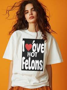 1 camiseta con gráfico creativo | Me encantan los delincuentes calientes imprimir | Diseño creativo único, estilo artístico, unisex, para todas las estaciones, regalo perfecto para seres queridos, amigos y familiares. - Blanco - Ver 3