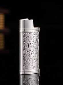 1个复古幸运花金属打火机套，适用于BIC J6全尺寸打火机 - 时尚耐用的打火机套，复古阿拉伯风格金属打火机套，防风简约复古耐用幸运花金属打火机套，经久耐用且时尚，适用于BIC J6 - 圣诞节和万圣节的完美吸烟配件礼物