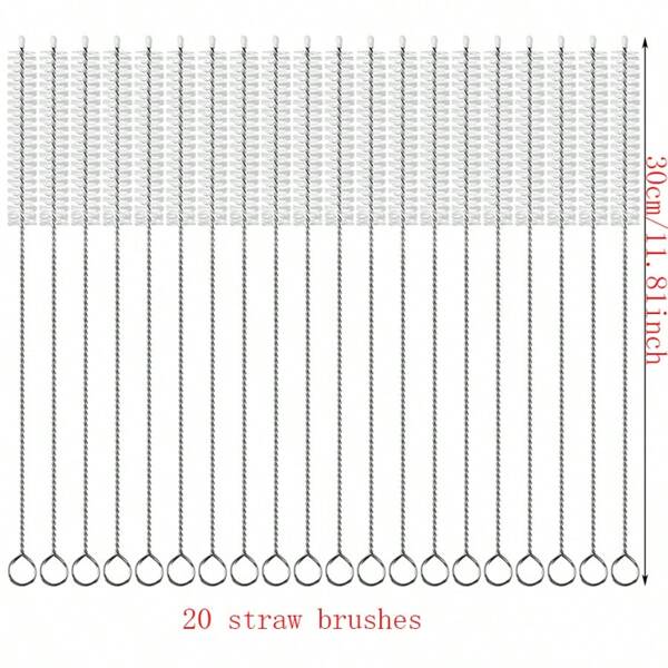 8/20pcs 30cm/11.81inch Straw Cleaning Brush Extender, Extra Long Straw Cleaner Applicable For Straw Cups, Water Bottles, Straws, And Bird Feeders; 6pcs 23cm/9.06inch Straw Cleaning Brush Set
