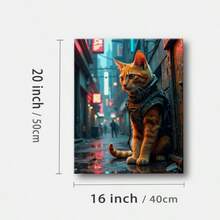 1pc Framed Canvas Poster, Orange Cat, Tactical Vest, Cyberpunk-Style Wall Art Canvas Paintings, Ideal Gift For Bedroom Living Room Corridor, Wall Art, Wall Decor, Room Decoration - Multicolor - View 8