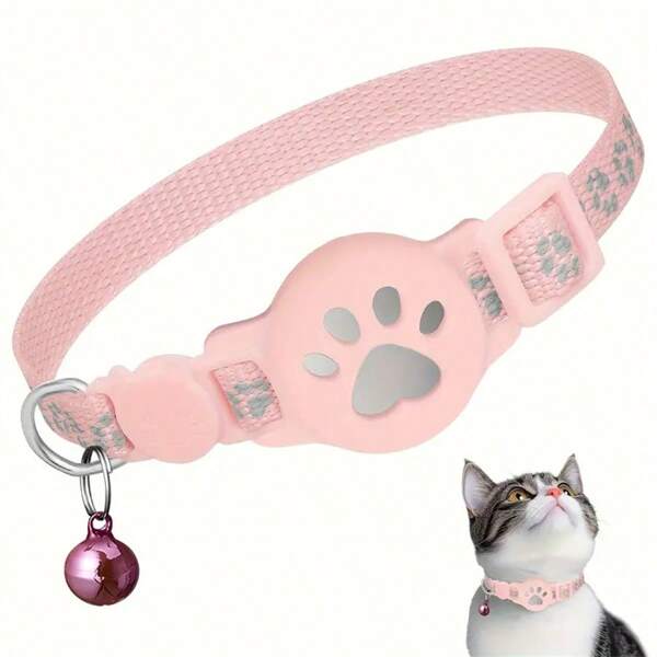 1pc Adjustable Cat Collar With Breakaway Safety Buckle, Bell, Reflective Paw Print Design - Durable Polyamide For Indoor/Outdoor Use, 7.48-12.59 Inches, Ideal Gift For Cats, Cat Accessories | Playful Cat Design | Adjustable Strap Collar, Cat Collar (Pet Collars Do Not Include Locators)