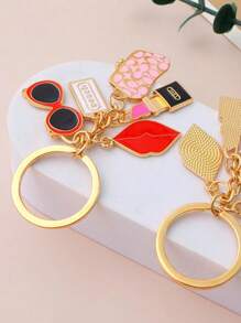 1pc Gold Lipstick Keychain, Suitable As A Gift