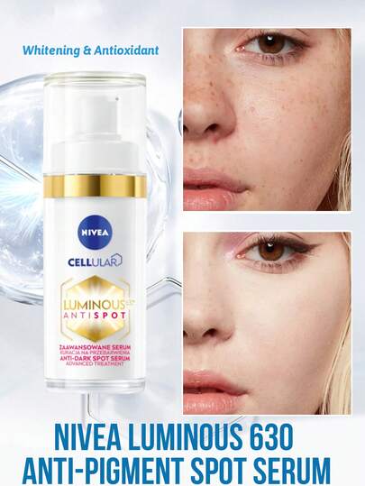  NIVEA LUMINOUS 630 抗色素斑强效精华，含 Thiamidol 的面部护理，让肤色更均匀、更亮丽，抗色素斑精华