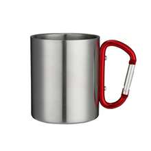 200Ml Taza de Acero Inoxidable Camping Viaje Gancho de Mosquetón Asa Taza de Agua Picnic Viaje al Aire Libre Caminata Taza Portátil - Verde - Ver 5