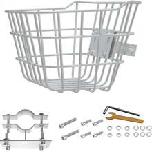 Secure Front Bike Basket For Scooters - Metal Bicycle Basket With Sturdy Wire Design, Non-Sagging Bracket, Rust-Resistant Zinc Alloy, Easy Installation Kit Included - 白色 - 查看 1