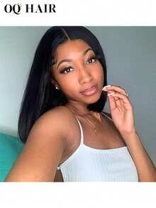 OQ Hair Wear & Go Glueless Wig Straight Bob 6x4 HD Lace Closure Wig Human Hair Wig Glueless Wear Go Wigs 180% Density 12-14 Inch Pre-Cut & Pre-Plucked Unprocessed Human Hair Wigs Natural Color Hairline Daily Use For Women Hollween Costumes For Women Green Disfraz Halloween Mujer Accesorios Para El Pelo Costume Travel Essential Costumes For Woman Gold Heels Gifts For Women - SNatural - View 7