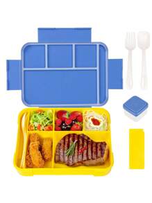 1 pezzo Contenitore per il pranzo con scomparti sigillati e grande capacità, con forchetta e cucchiaio, Lunch box bento a tenuta stagna con scomparti, riutilizzabile, portatile, adatto per microonde, contenitore per alimenti, contenitore per insalate e frutta, ideale per l'ufficio, viaggi all'aperto e forniture per il ritorno a scuola