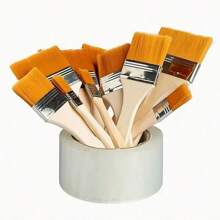 1/5pcs Premium Art Brushes - Various Nylon Bristles, Wooden Handle, Ideal For Acrylic, Oil Painting, Watercolor, Varnish, For Students, Artists, Hobbyists - Durable, Easy To Clean, Long Lasting