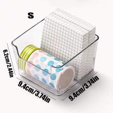 1/3/4pcs Note Pads Storage Box, Stationery Organizer, Desktop Organizer, Makeup Organizer, Back To School Season - Space Saving Desktop Organizer, Office Accessories And Supplies, No Drilling Required - Transparent - View 8