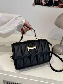 Women's New Stone Texture Fashion Crossbody Bag, Vintage Small Square Handbag, Spring/Summer - Black - View 2