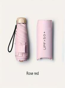 Paraguas compacto y plegable para jóvenes con protección UPF50+: Estructura de 5 varillas, apertura manual, tela de impacto 210T, mango de plástico, armazón de hierro. Paraguas mini portátil y de moda para protección solar, en múltiples colores, regalo para el Día de la Madre.