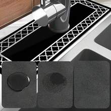 1pc Rubber Faucet Absorbent Pad, Bathroom Faucet Splash Pad, Mudguard, Moisture-Proof And Non-Slip Faucet Pad, Kitchen Countertop Accessories. Protect Your Kitchen Countertop. - Multicolor - View 8