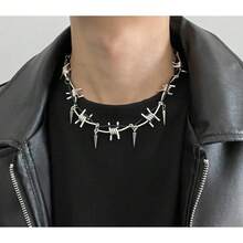 Hip Hop Gothic Thorn Thorn Neck Chain, Willow Ding Decorative Metal Necklace, Unisex Exquisite Gift, Punk Death Rock Metal Music, Niche Accessory, Metal Necklace - Necklace - View 4