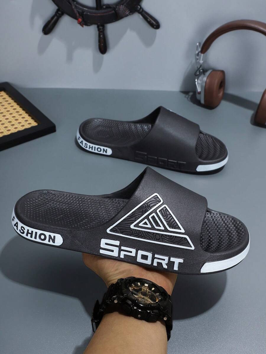 Men's Fashion Slip-On Sandals, Bathroom Anti-Slip Thick Sole Wear-Resistant Breathable House Slippers, Outdoor Quick-Drying Flat Slip-On Slippers