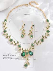 3 件套新娘水晶和莱茵石项链耳环套装，女士派对礼服配饰 - 彩色 - 查看 10