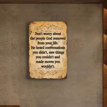 1PC Vintage Metal Sign, Motivational Quote, Do Not Worry About People God Removed, Inspirational Wall Art, Rustic Decor, Perfect For Living Room & Office, 8x12 Inches / 20x30 Cm - 8x12吋/20x30公分-1件 - 查看 6