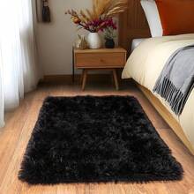 1PC Rugs For Living Room Black Fluffy Fluffy Shaggy Fuzzy Area Rug Carpets For Bedroom Shag Plush Soft Kids Home Decor Aesthetic, Room Decor
