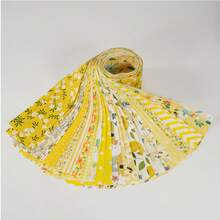 40pcs Yellow Floral Cotton Fabric Patchwork Roll 2.5x19.69 Inch Quilting Strips For DIY Crafts - Yellow - View 5