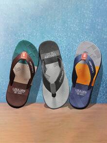 Sandálias masculinas de sola grossa com tecido de poliéster colorido, calçados de praia novos e antiderrapantes para o verão ao ar livre - Multicolorido - Ver 2