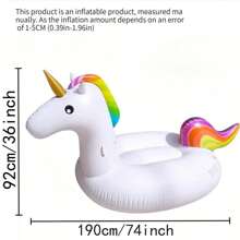 1pc Inflatable Unicorn Pool Float, Adult-Sized Colorful Unicorn Lounger, PVC Water Sofa Suitable For Swimming Pool, Beach, Outdoor, Festival, Birthday Party