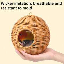Pet Cage Sleep Bag For Small Animals ,Birds Squirrels Marmosets Rats Hamsters, Metal Frame PP Rattan Durable Water Resistant Safe Material