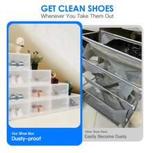 TrumanPick X-Large Shoe Storage Boxes,12 Pack Storage Bins Organizer,Space Saving Shoe Boxes Clear Plastic Stackable Sneaker Containers, White - 6 - 查看 2
