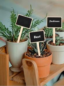 5/10/20 件 T 形花园黑板桩标志、留言板园艺苗圃花园桩、乡村风格落地式原木植物花卉蔬菜花店花卉价格标签，适用于盆栽、种子、香草、蔬菜、多肉植物 - 彩色 - 查看 5