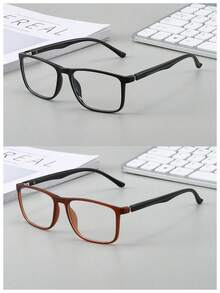 1 Pair, 2 Pairs, 4 Pairs Of Classic Square Clear Lens Glasses For Men, Simple And Elegant Design, Suitable For Daily Life And Office Use - Clear - View 17