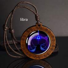 1 chiếc vòng cổ bằng gỗ biểu tượng cung hoàng đạo, Thiên Bình, Bọ Cạp, Nhân Mã, Ma Kết, Bảo Bình, Song Ngư, Mặt dây chuyền bằng gỗ biểu tượng vô cực - phong cách - Xem 4