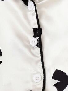 Baby Girls' Cute Bow Print Long Sleeve Sleepwear Set - White - View 4