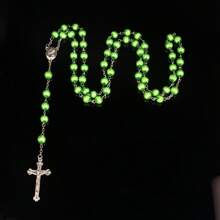 1pc Fashionable Vintage Rosary Necklace With Cross & Beads, Versatile Design Suitable For Party And Everyday Wear