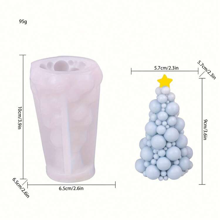 1pc Bubble Christmas Tree Mold, Creative Craft Gift, DIY Candle Decoration Silicone Mold For Christmas - White - View 4